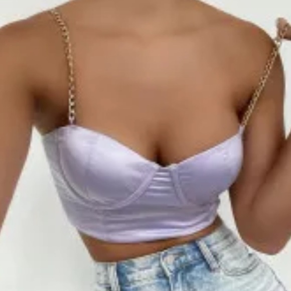 Just Polly Purple Gold Chain Crop Bustier Corset Top XS/S - Picture 1 of 7